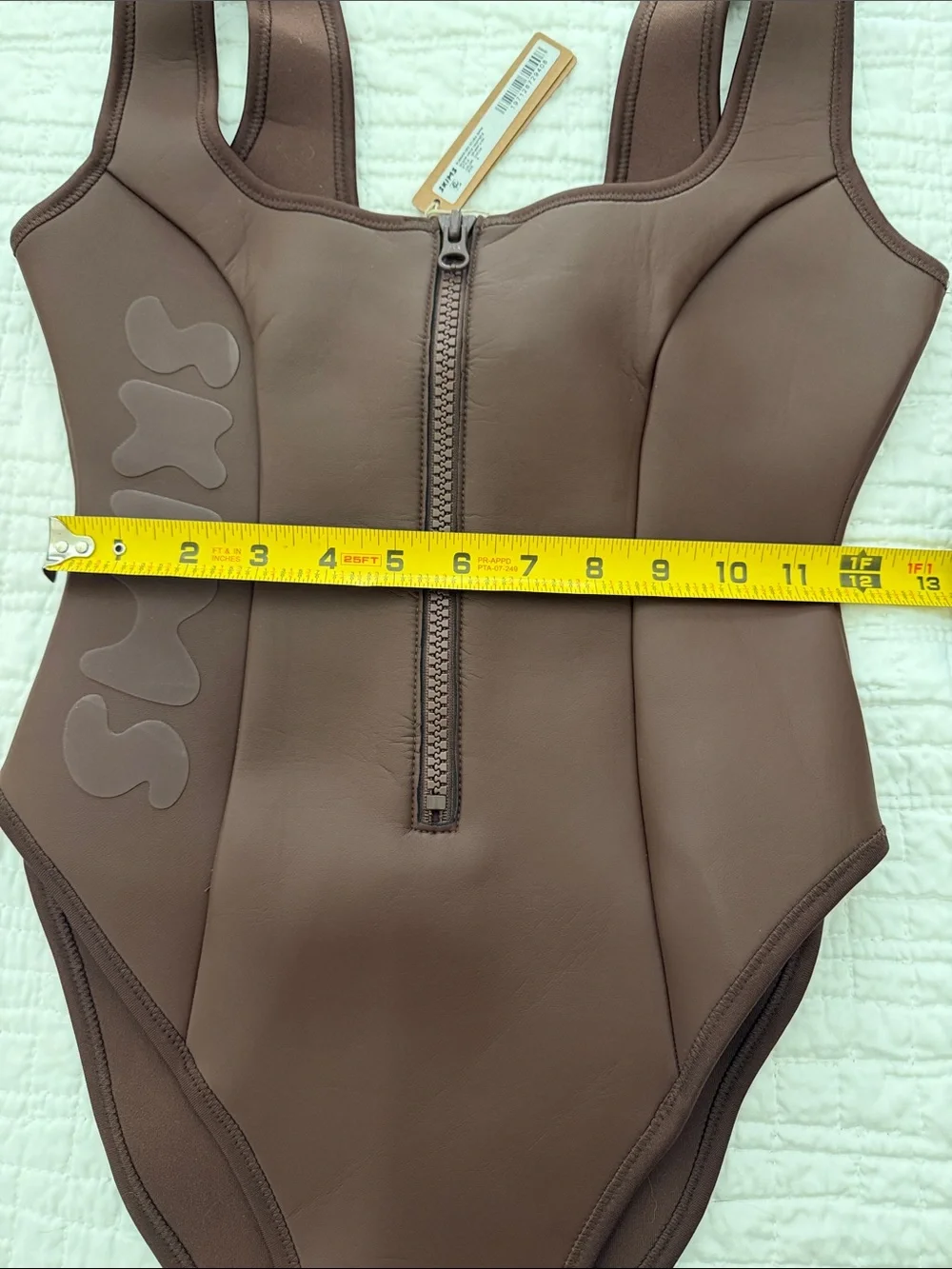 SKIMS Chocolate Brown Zip-Front One-Piece Swimsuit